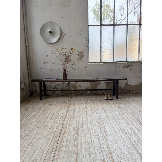 Antique Bench in Dark Patinated Pine, 1890s For Sale - Image 9 of 18