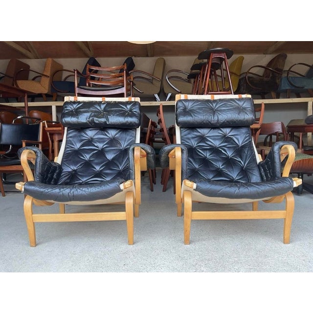 Black Set of Pernilla Lounge Chairs by Bruno Mathsson for Dux, 1970s For Sale - Image 8 of 16