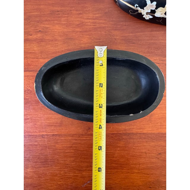 Japanese Hand-Carved Melon Form Black Lacquer Box With Mother of Pearl Inlay For Sale - Image 10 of 12