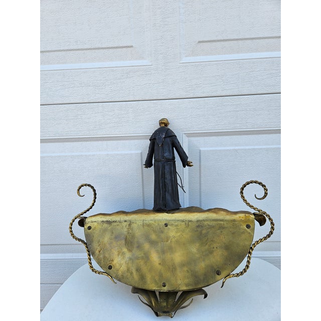 Metal Italian Mixed Metals St. Francis of Assisi Wall Pocket Planter For Sale - Image 7 of 17