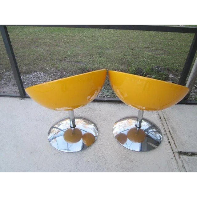 1970s Vintage Space Age Half Egg Chairs with Chrome Pedestal Bases From 1970s For Sale - Image 12 of 12