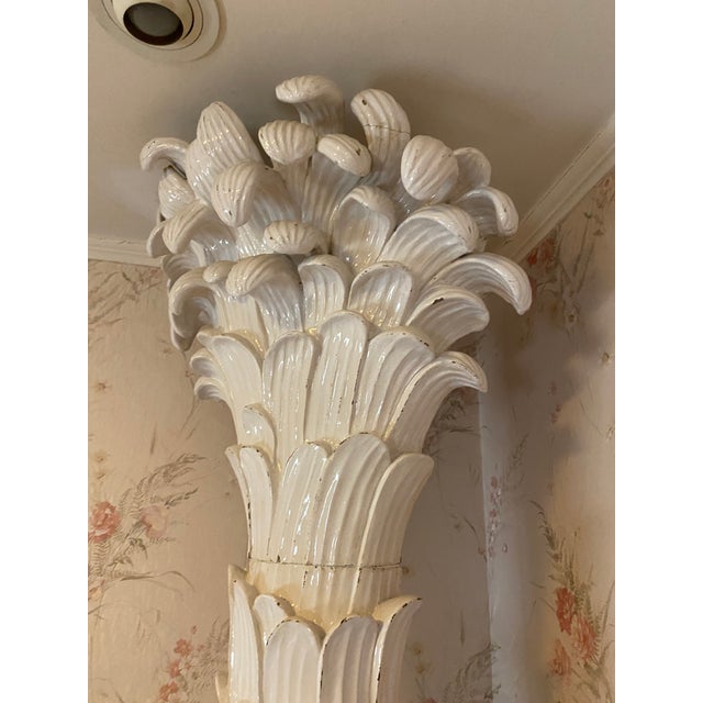1920s Monumental Continental Glazed Terracotta Palm Tree and Chinoiserie Stove For Sale - Image 5 of 14