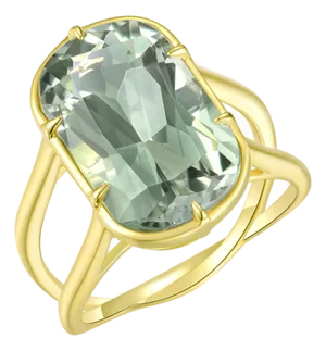 Kai Reflection Natural 9.50ctw Prasiolite Double Band Twist Ring in 14k Gold (All Sizes Available)