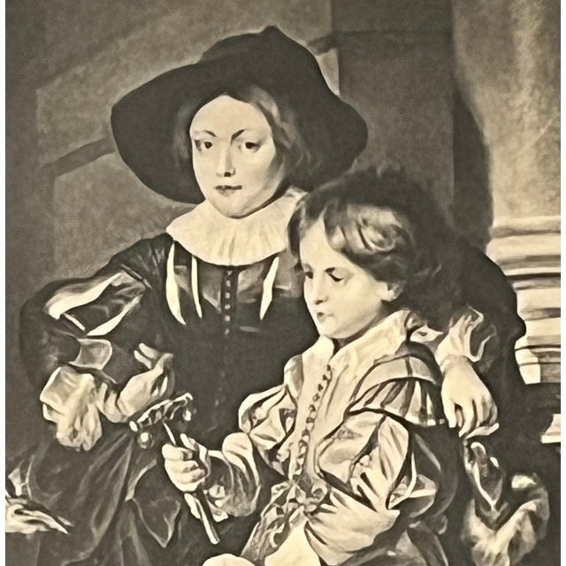 Framed engraving of the sons of Peter Paul Rubens, Albert and Nicholas, mezzotint engraving by Johann Peter Pichler after...