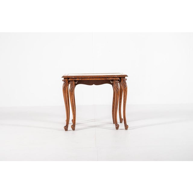 Vintage Nesting Tables with Cane and Glass Top, Set of 2 For Sale - Image 4 of 11