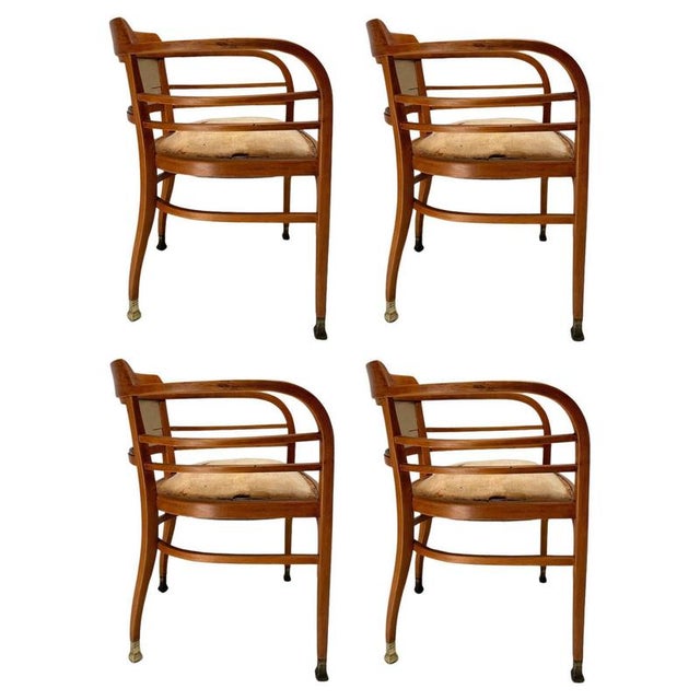 Brown Armchairs by Josef Maria Olbrich for Thonet, Austria, 1910, Set of 4 For Sale - Image 8 of 8