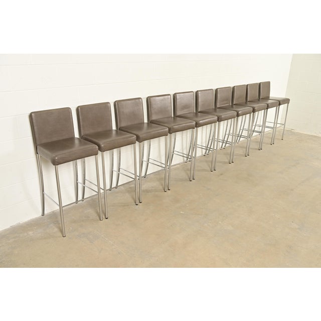 Steelcase Coalesse Modern Leather and Chrome Bar Stool For Sale - Image 11 of 12