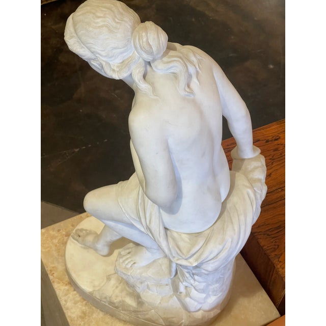 Stone Italian Carrara Marble Nude Bathing Woman Signed Pietro Bazzanti and Son For Sale - Image 7 of 12