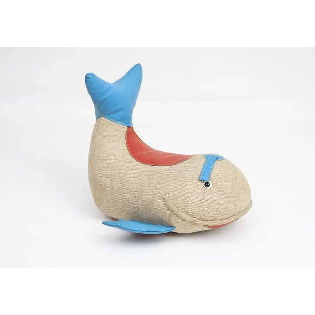 Blue Vintage Whale Therapeutic Toy by Renate Müller for H. Josef Leven, Sonneberg, 1960s For Sale - Image 8 of 8