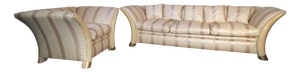 Colonial Style Sofa and Armchair with Saber-Shaped Resin Feet, Italy, 1970s, Set of 2