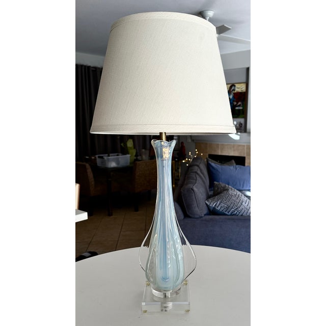 Murano Italian Blue Winged Opalescent Table Lamp For Sale - Image 14 of 14
