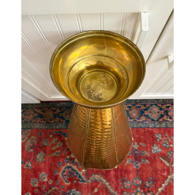 Metal Mid 20th Century Hammered Brass Umbrella Stand For Sale - Image 7 of 7