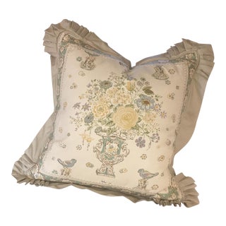 Ruffled G P & J Baker Traditional Floral Print Pillow Cover For Sale