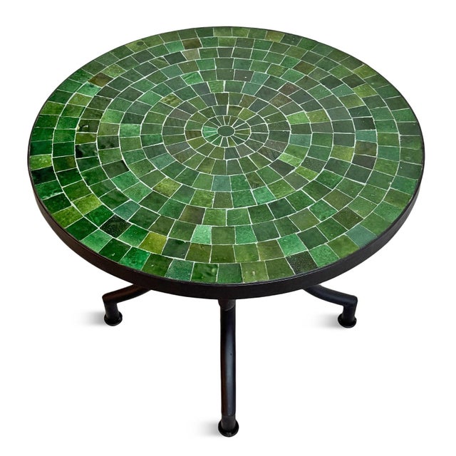 2020s Outdoor Round Emerald Green Mosaic Side Table For Sale - Image 5 of 5