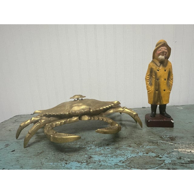 Late 20th Century Vintage Extra Large Brass Crab Figure Box, With Baby Crab on Back For Sale - Image 11 of 11