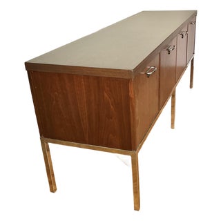 Florence Knoll Attributed Mid Century Walnut and Chrome Office Credenza For Sale