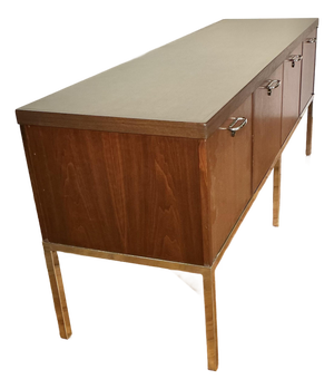 Florence Knoll Attributed Mid Century Walnut and Chrome Office Credenza