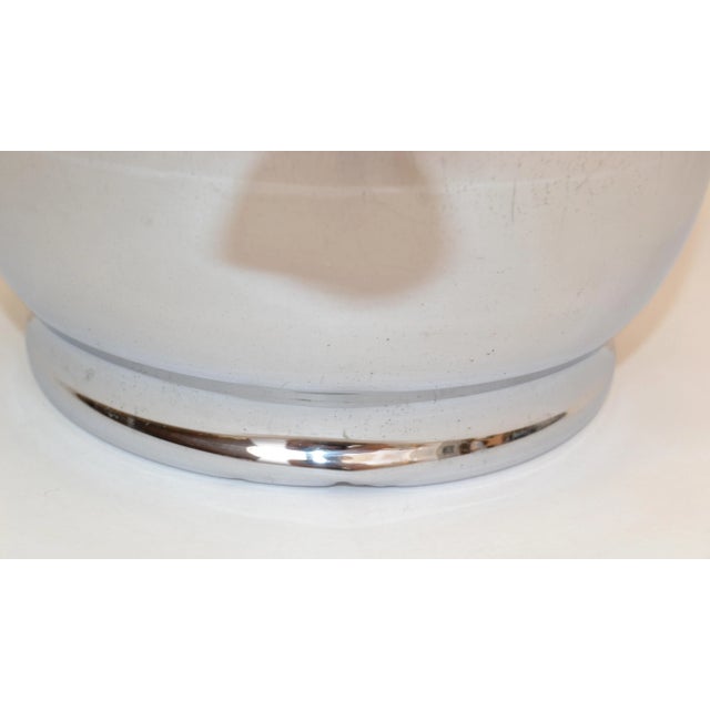 1950s Vintage Chrome Ice Bucket by United Hinged Lid Pyrex Glass Liner