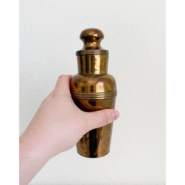 Art Deco Art Deco Cocktail Shaker, Unlacquered Brass For Sale - Image 3 of 8