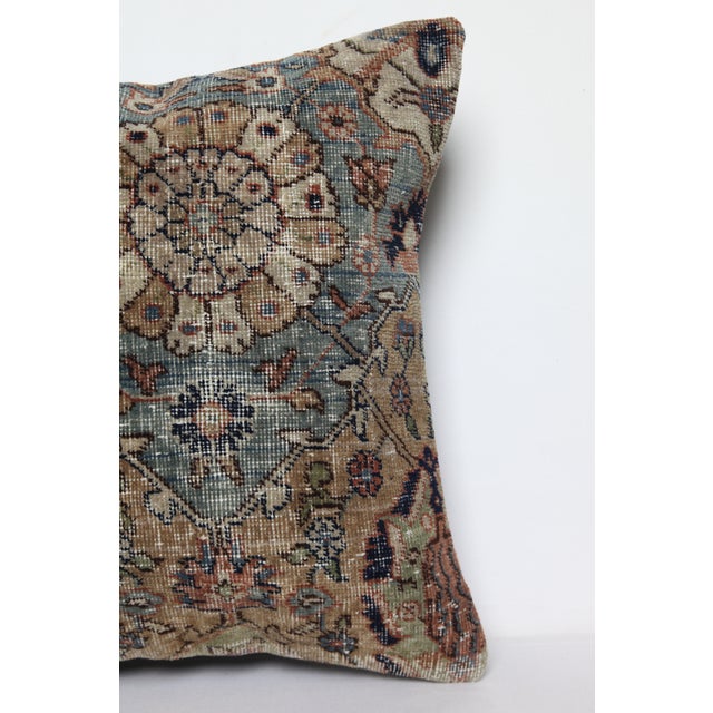 Mid 20th Century Vintage Oriental Rug Pillow Cover in Green & Light Blue -20'' X 20'' For Sale - Image 5 of 6