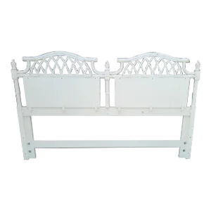 Vintage White Gloss Ficks Reed Faux Bamboo regencyKing Size Headboard