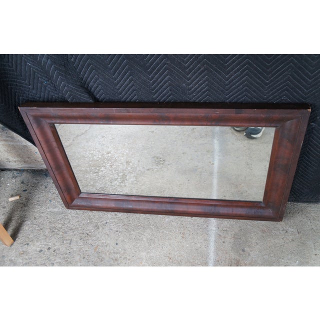 Wood Antique American Empire Flame Mahogany Rectangular Wall Vanity Mirror 28" X 48" For Sale - Image 7 of 12