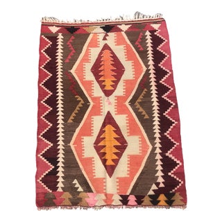 Vintage Oushak Kilim Rug- 3′ × 4′ For Sale