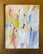 This abstract acrylic painting on raw canvas comes framed in a high quality wide gold frame. The painting is 8” x 10”. The...