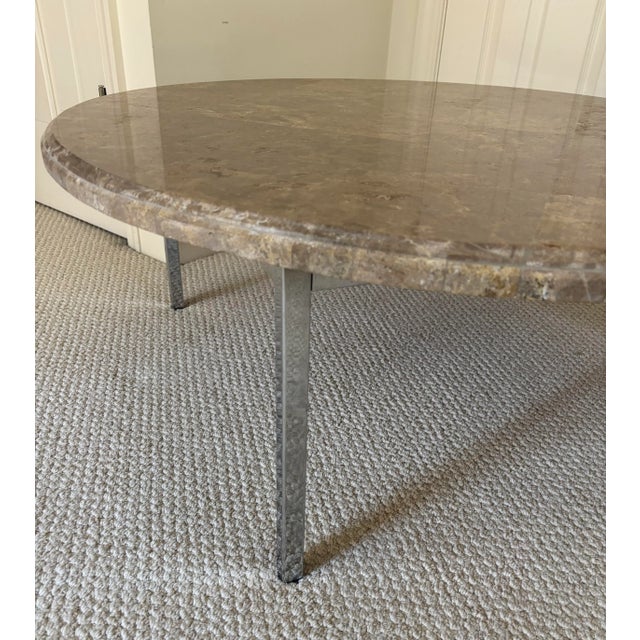 2000 - 2009 Vintage Marble Top Mid-Century Style Coffee Table With Chrome Legs For Sale - Image 5 of 7
