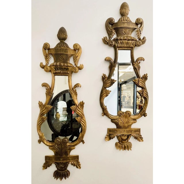 Brown Pair of Giltwood Mirrors, Wall, Console or Pier Mirrors, Italian, 1960s For Sale - Image 8 of 12