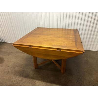 Expandable Wood Dining Table, Light Walnut Stain, Modern Design, 1990 For Sale - Image 17 of 17