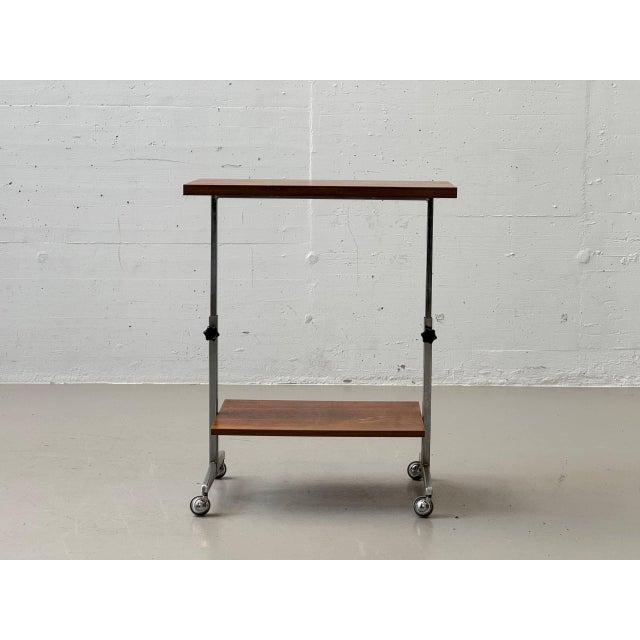 Brown Height-Adjustable Side Table on Casters, 1960s For Sale - Image 8 of 16
