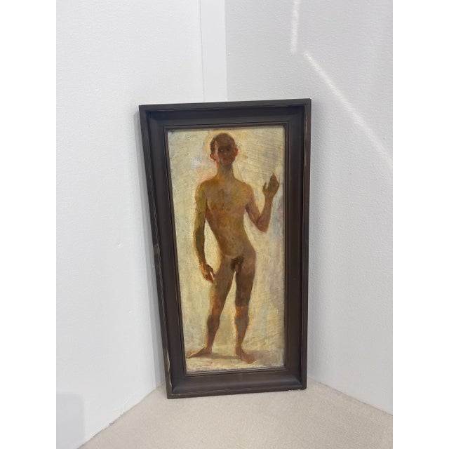 1920 French Modern Male Nude Oil Painting on Academic Canvas For Sale In New York - Image 6 of 13