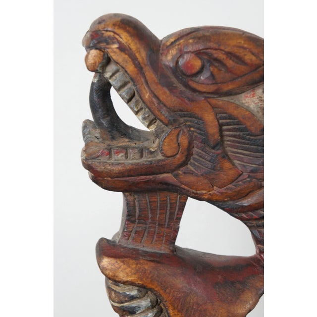Antique Chinese Rosewood Carved Dragon Serpent Sculpture For Sale - Image 12 of 13