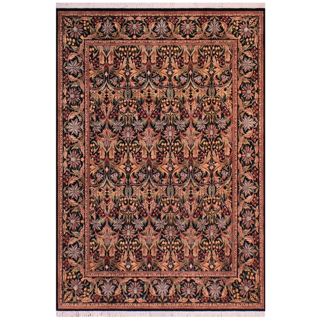 Art Nouveau 1990's Pak-Persian Black/Black Wool Rug - 9'1'' X 12'6'' For Sale - Image 9 of 9