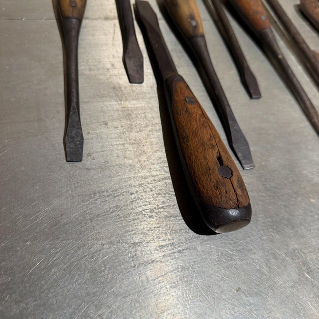 Irwin Feld Design Vintage Perfect Handle Screwdrivers Wooden Scales Riveted Metal Handle For Sale - Image 4 of 18