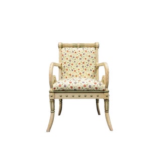 Vintage Mid Century Red and Purple Rosette Upholstered Chair For Sale