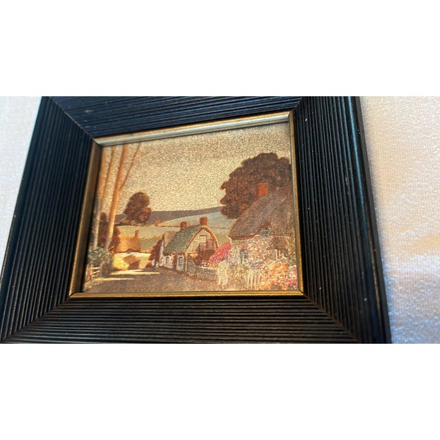 MCM Hollywood Regency Foil Metallic Countryside Cottage Art For Sale - Image 10 of 10