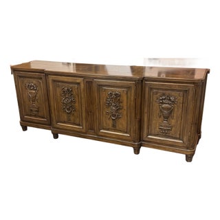 Maison Gouffé Paris Louis XVI Style Four-Door Carved Enfilade Buffet, Antique For Sale