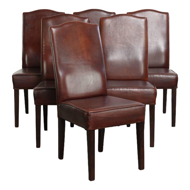 English-Style Sheepskin Dining Chairs, Set of 6 For Sale