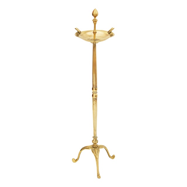 Vintage Gilt Brass Tripod Ashtray For Sale