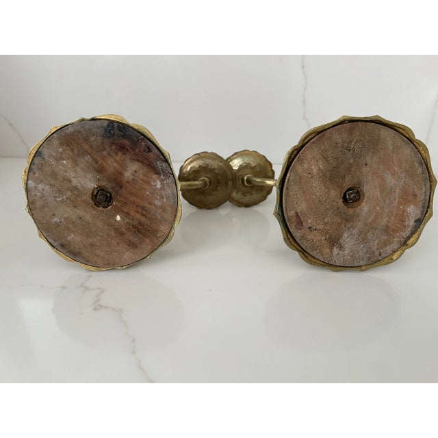 French Antique Paris Flea Market Brass Candelabras - a Pair For Sale - Image 3 of 4