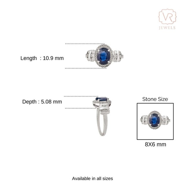 1.33Ct Vivid Blue Sapphire & Diamond Halo Vintage Cluster Ring in 14k Gold Size 7 For Sale - Image 9 of 14