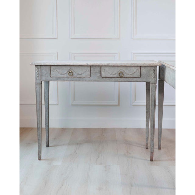 Pair of 19th Century Swedish Gustavian Painted Console Tables For Sale - Image 10 of 14