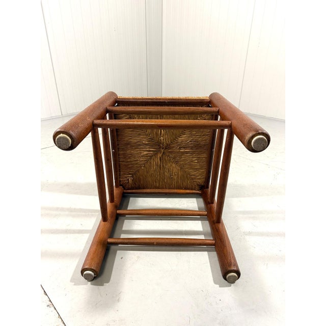 1960s Oak Stool with Rush Seat, 1950s-1960s For Sale - Image 5 of 10