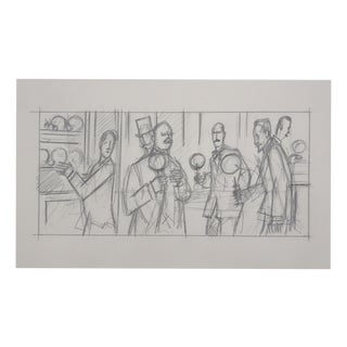 Jean-Emile Laboureur, The Cup-and-Ball Players, Pencil on Paper For Sale