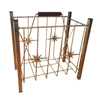 Mid-Century Brass Magazine Rack For Sale