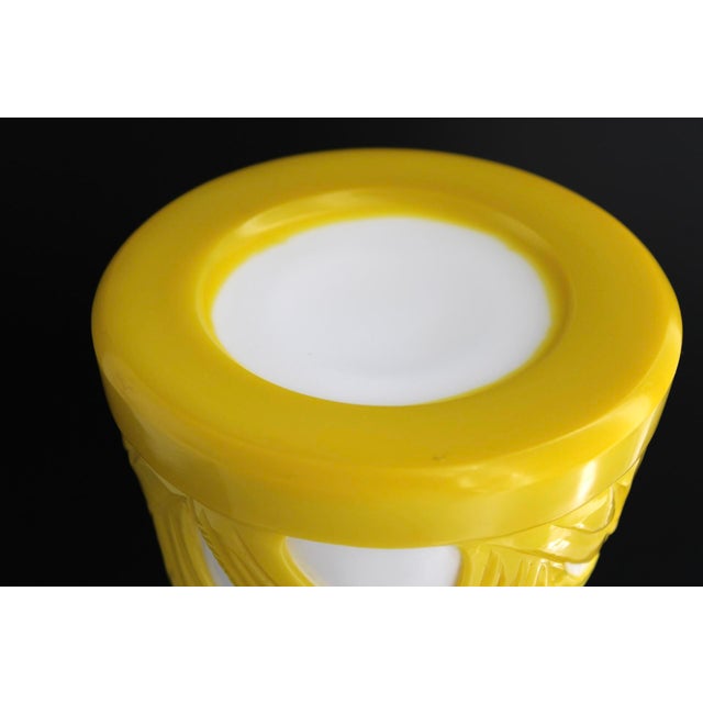 Antique 14” Chinese Imperial Yellow Peking Glass Vase, Hand Carved, C1910 For Sale - Image 12 of 13