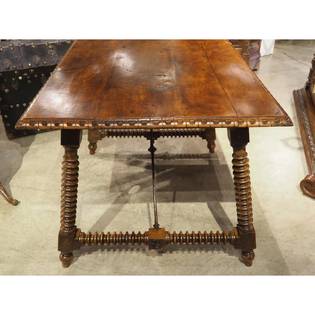18th Century Spanish Walnut Table With Original Iron and Stacked Rings Legs For Sale - Image 18 of 18