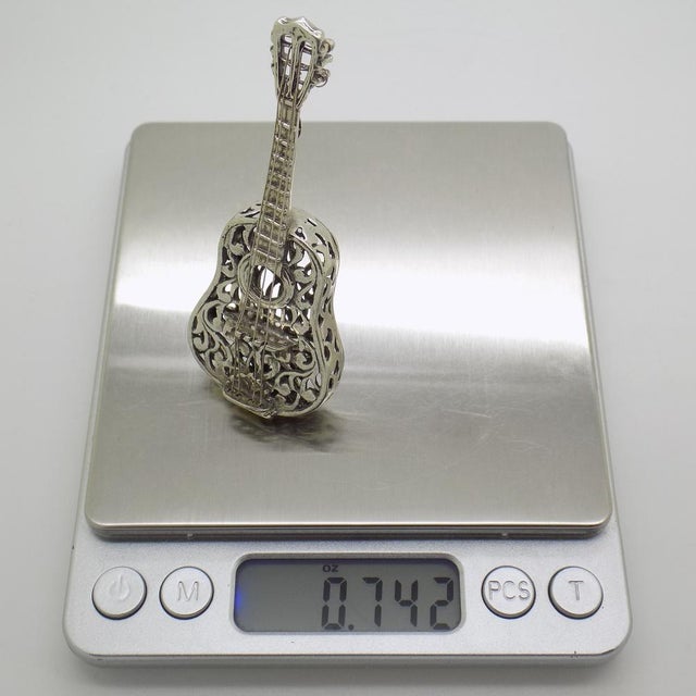 Vintage Italian Handmade Silver Guitar, Tuscany, 1980s For Sale - Image 10 of 12
